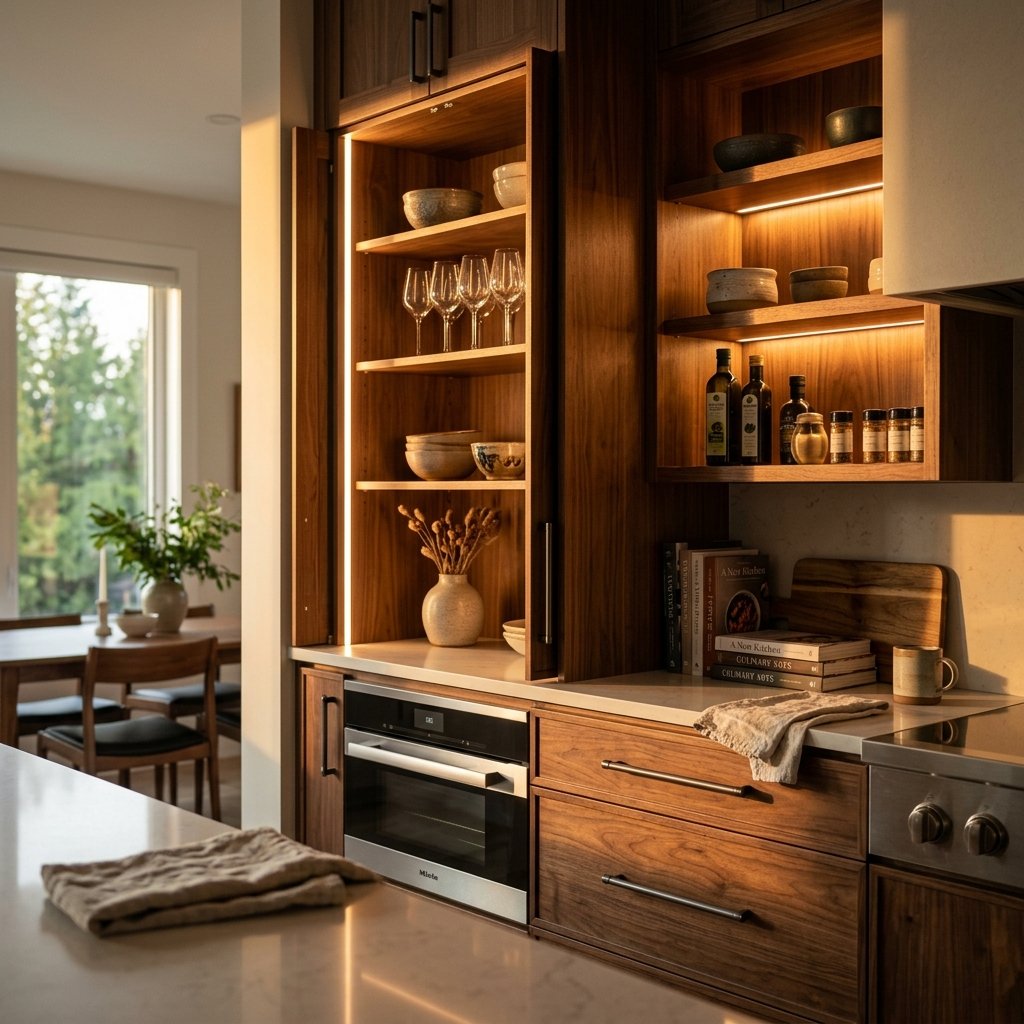 Virtuves skapji: apakšskapju, augšskapju un pantry komplekti